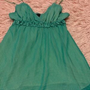 Light green cami with white polka dots